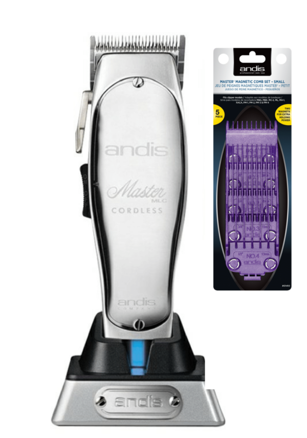 ANDIS MASTER CORDLESS CLIPPER + 5 PCS PURPLE GUARDS 0-5 SET